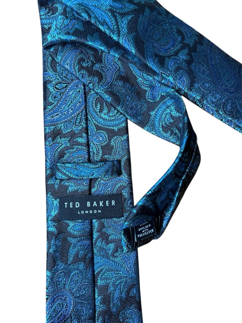 Ted Baker London Teal and Navy Paisley Silk-Blend Tie